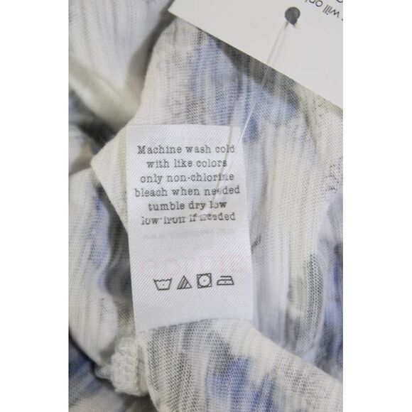 Goldie Womens Floral Print Short Sleeves Shirt White Blue Cotton Size Large - Picture 4 of 5